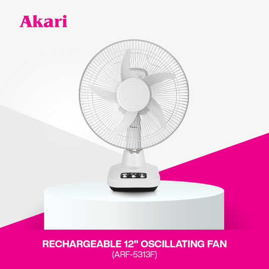 Akari 12" 20W Rechargeable Oscillating Fan (ARF-5313F)