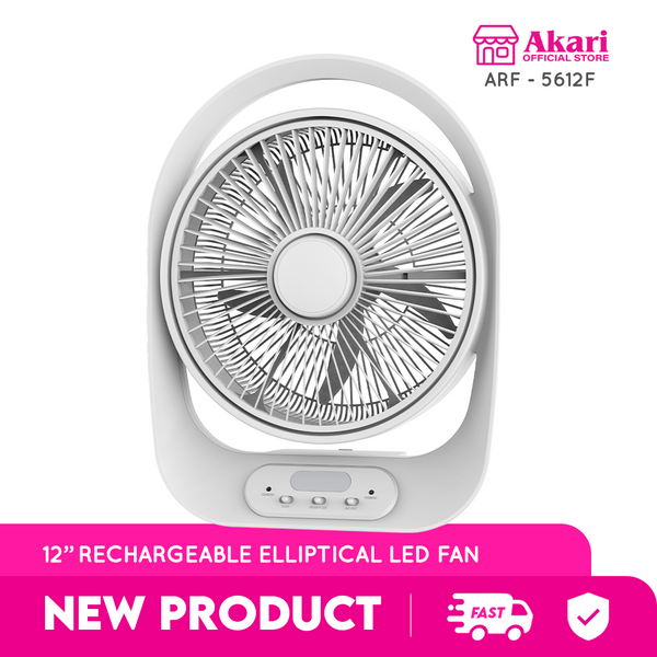 Akari 12" Rechargeable Eliptical Led Fan w/ 15W LED ARF-5612F