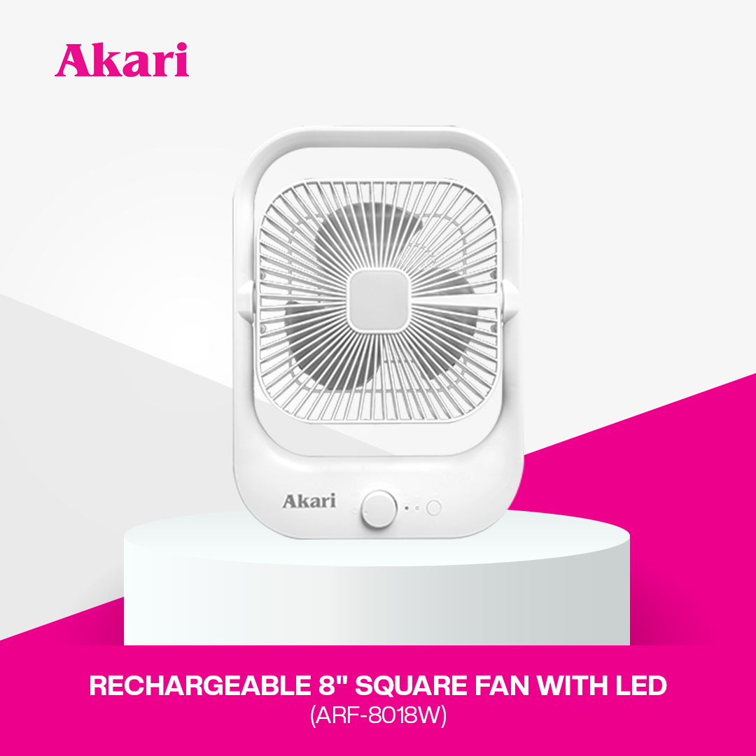 Akari 8" Rechargeable Square Fan with LED  (ARF-8018)