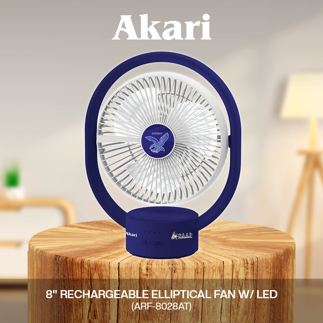 AKARI [ ATENEO ] - 8" Rechargeable Elliptical Fan w/ LED