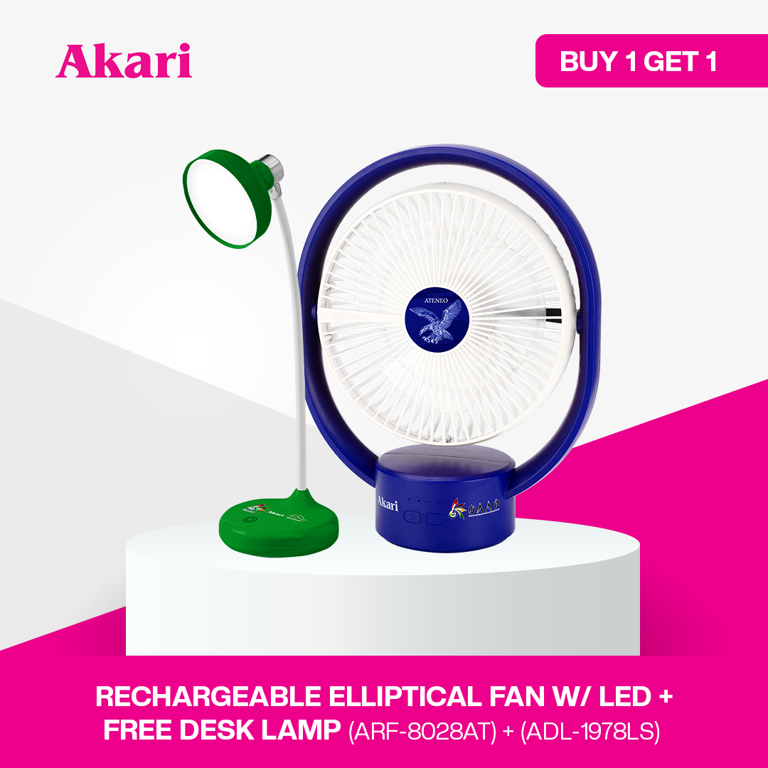 AKARI [ UAAP ] 8" Rechargeable Elliptical Fan w/ LED (ARF-8028) + FREE Uaap desklamp