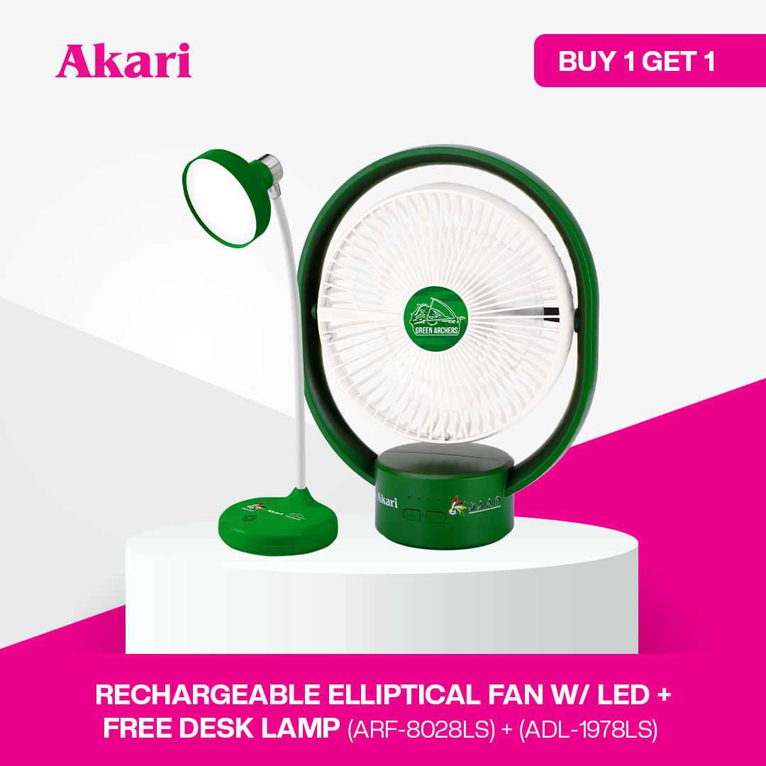 AKARI [ UAAP ] 8" Rechargeable Elliptical Fan w/ LED (ARF-8028) + FREE Uaap desklamp