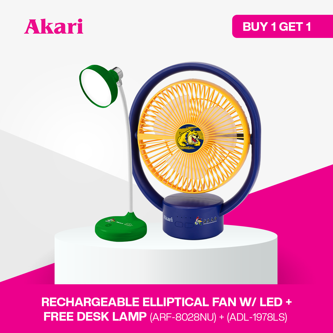 AKARI [ UAAP ] 8" Rechargeable Elliptical Fan w/ LED (ARF-8028) + FREE Uaap desklamp