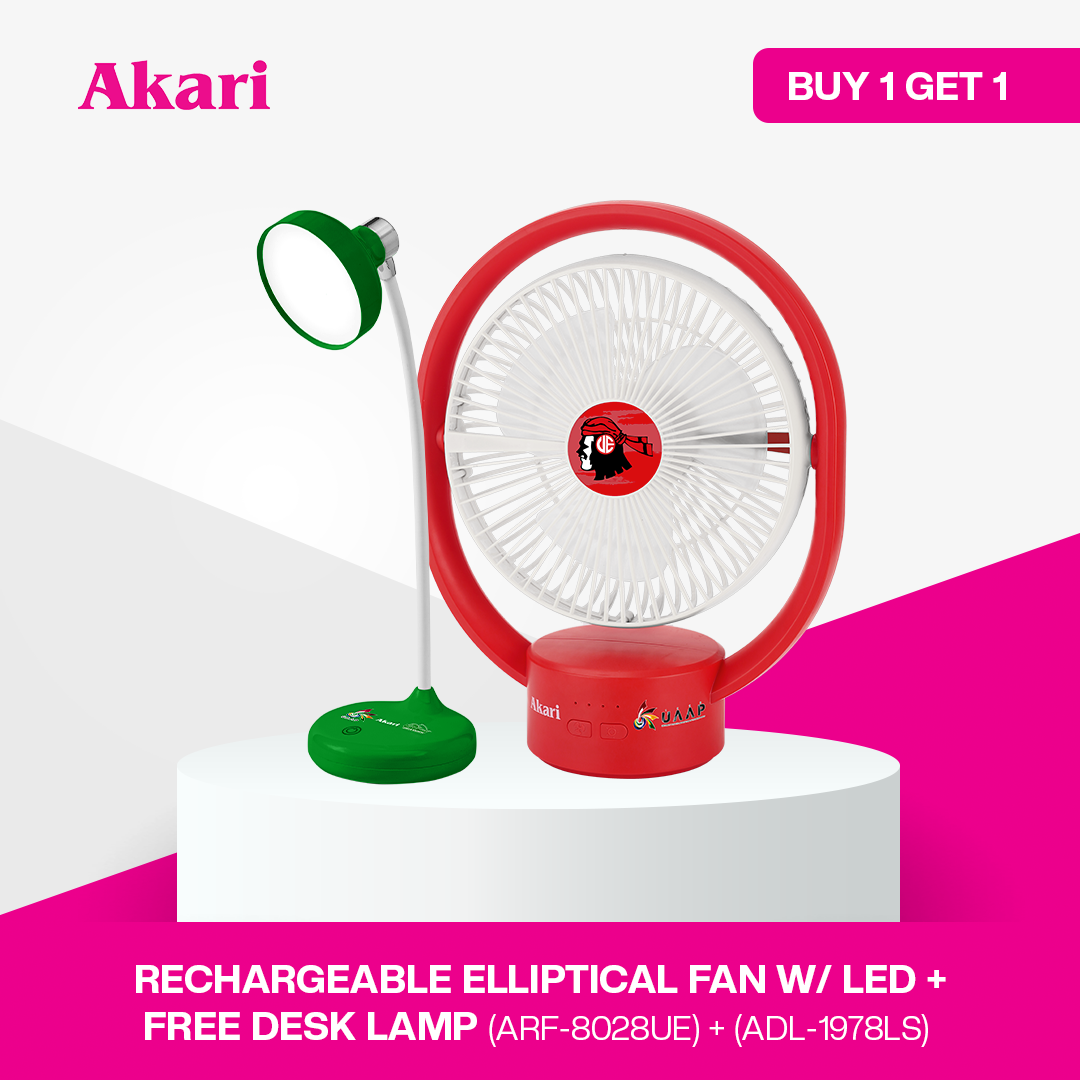 AKARI [ UAAP ] 8" Rechargeable Elliptical Fan w/ LED (ARF-8028) + FREE Uaap desklamp