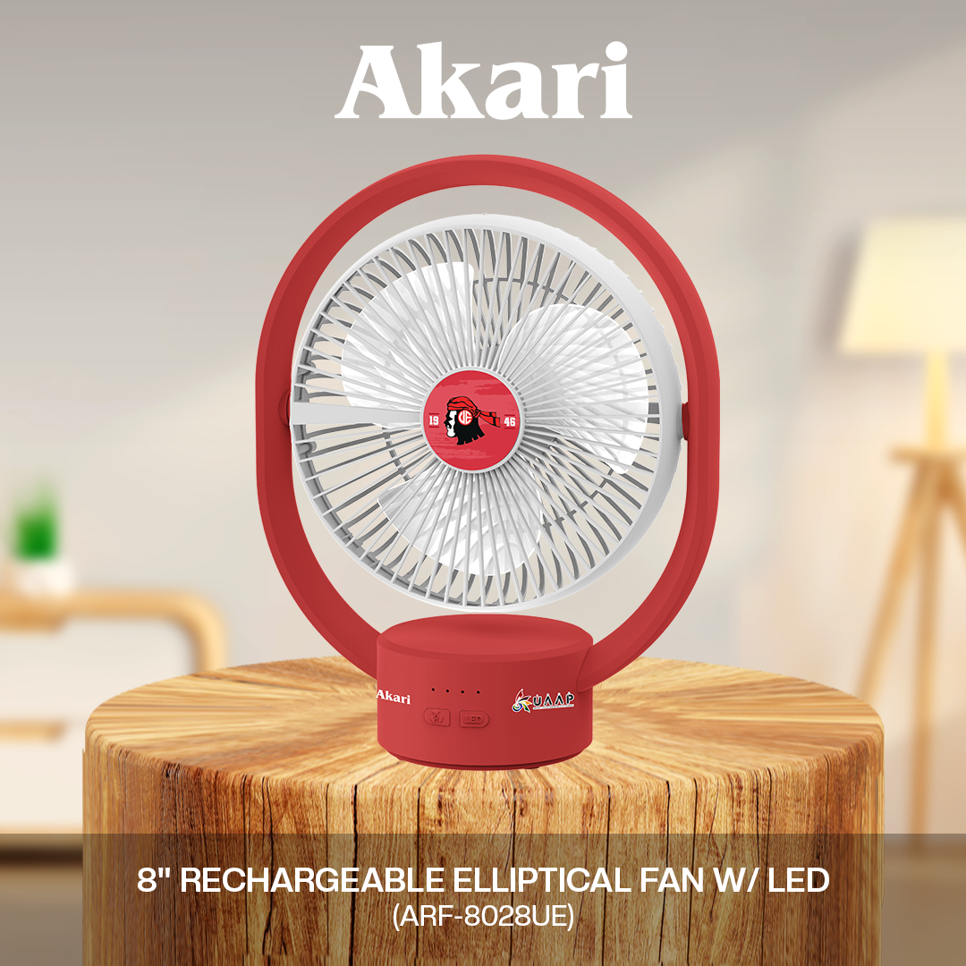 AKARI [ UE ] - 8" Rechargeable Elliptical Fan w/ LED