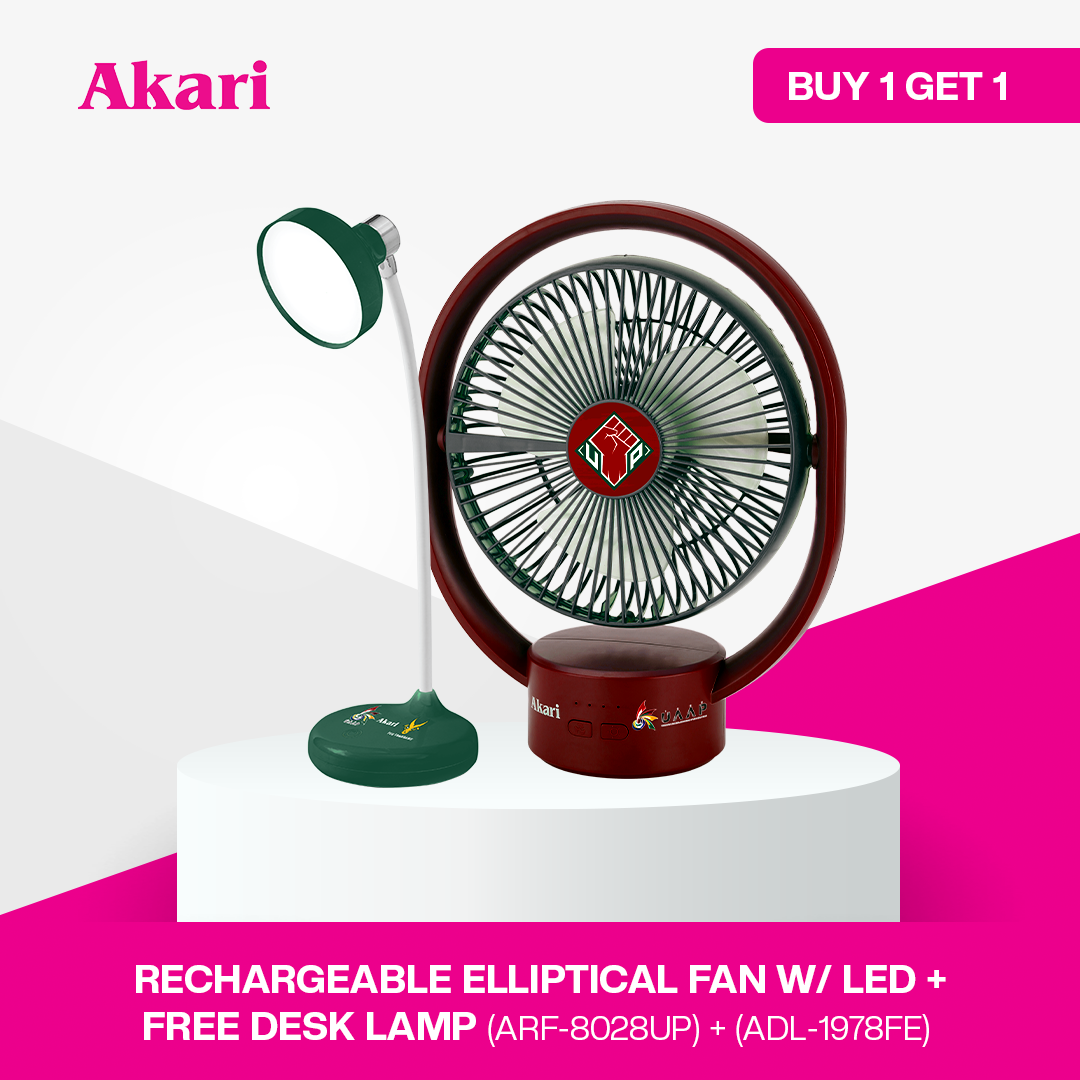 AKARI [ UAAP ] 8" Rechargeable Elliptical Fan w/ LED (ARF-8028) + FREE Uaap desklamp