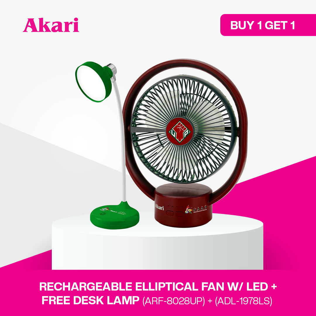 AKARI [ UAAP ] 8" Rechargeable Elliptical Fan w/ LED (ARF-8028) + FREE Uaap desklamp