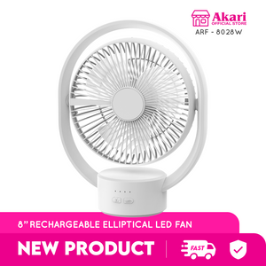 Akari 8" Rechargeable Elliptical Fan w/ LED (ARF-8028W)