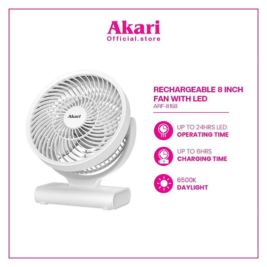 AKARI 8" Rechargeable Fan with Led light (ARF-8158)