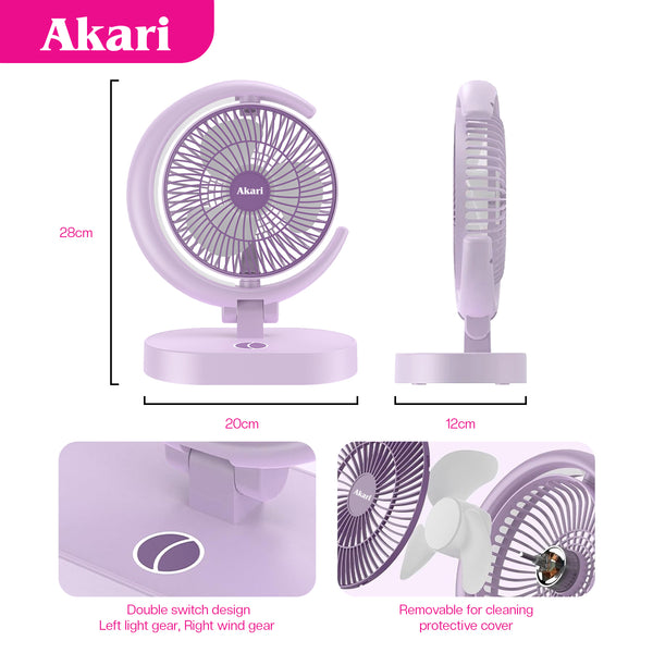 Akari B1T1 : Eclipse Fan with Tri-Color LED night Light