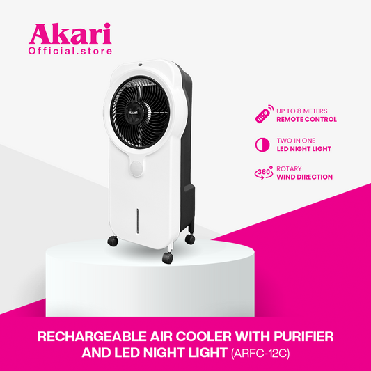 Akari Rechargeable Air Cooler with Purifier and LED Night Light (ARFC-12C)