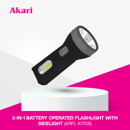 Akari LED 2-in-1 Battery Operated Flashlight with Sidelight (ARFL-K1708)