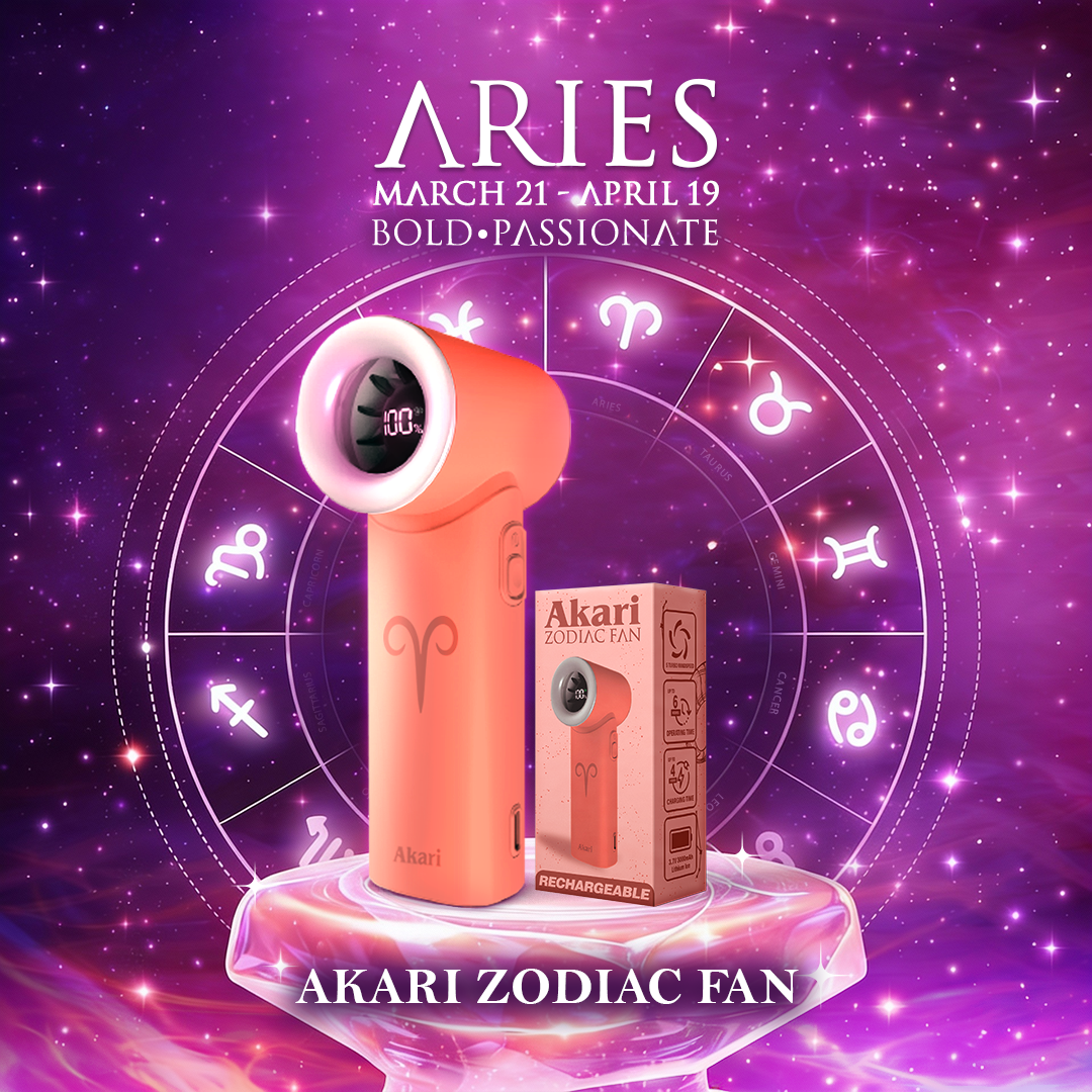 Akari Rechargeable Pocket Rocket Zodiac Fan (NEW ARRIVAL) Aries (ARF-PR1)
