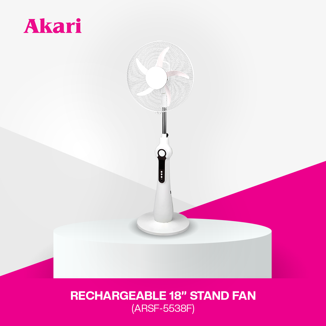 Akari 18” 40W Rechargeable Stand Fan with Digital Display (ARSF-5538F)