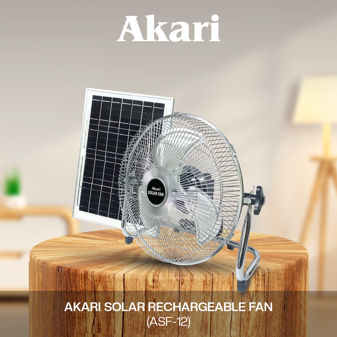 Akari 12" Solar Rechargeable Fan