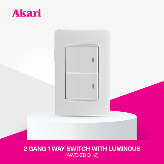 Akari 2 Gang 1 Way Switch with Luminous (AWD-Z8101-2)