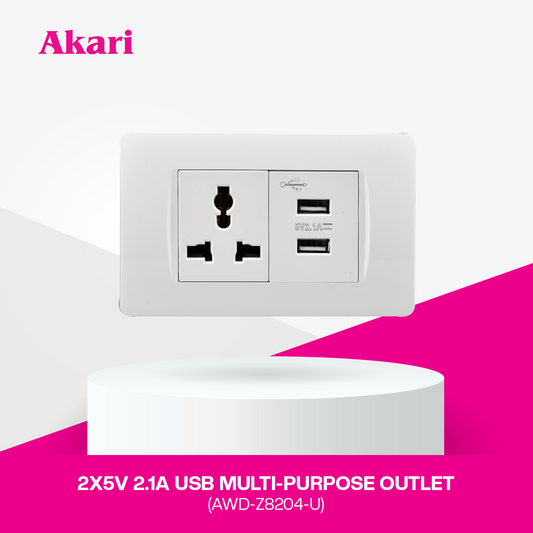 Akari 2X5V 2.1A USB Multi-Purpose Outlet (AWD-Z8204-U)