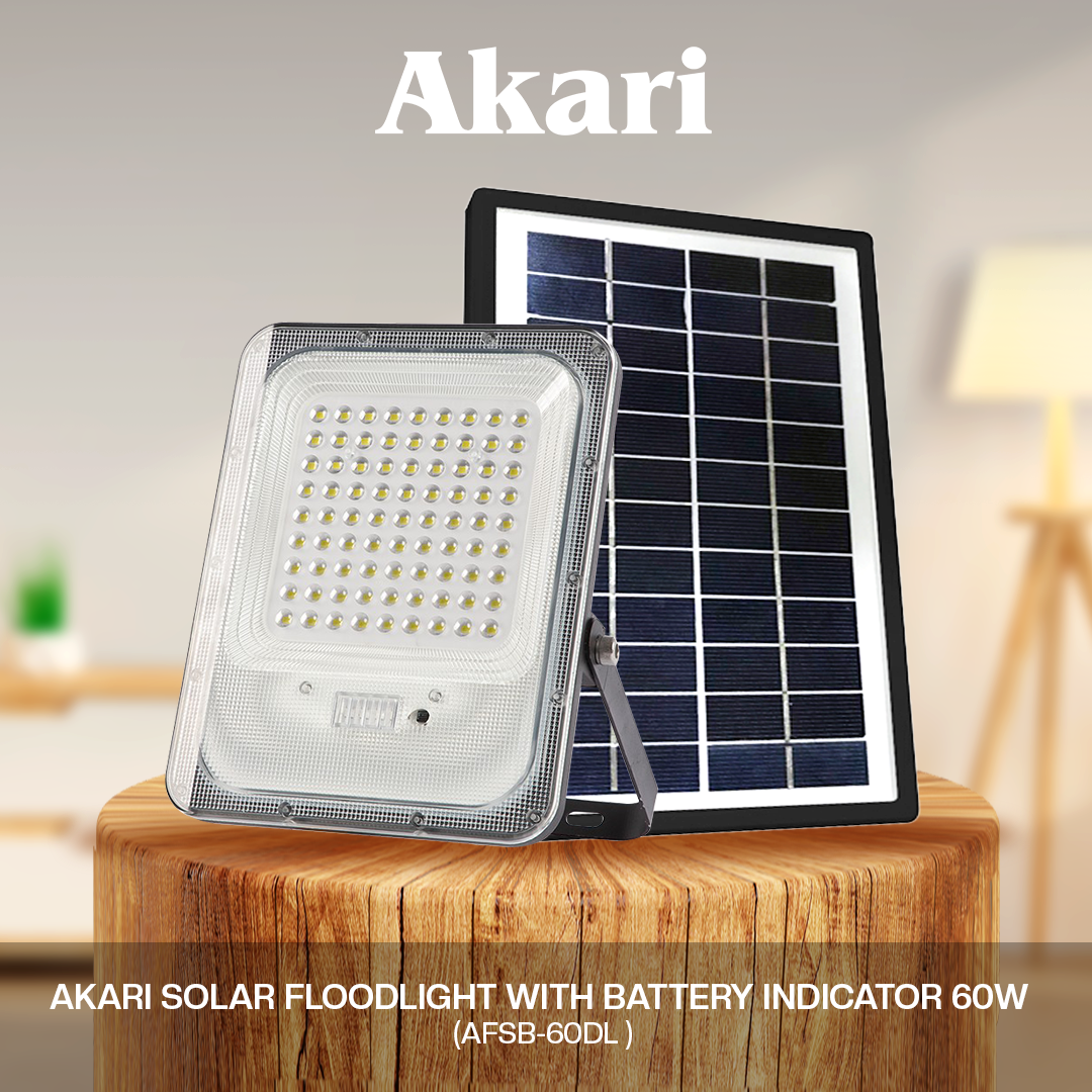 Akari Solar Floodlight with Battery Indicator 60w ( AFSB-60DL)