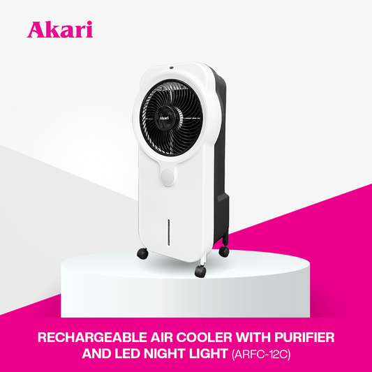 Akari Rechargeable Air Cooler with Purifier and LED Night Light (ARFC-12C)