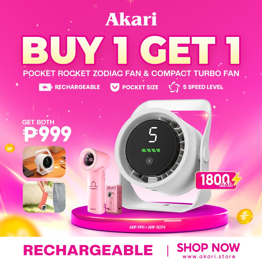 Akari Rechargeable Compact Turbo fan (ARF-5074)  + Rechargeable Pocket Rocket Zodiac Fan ARF-PR Series