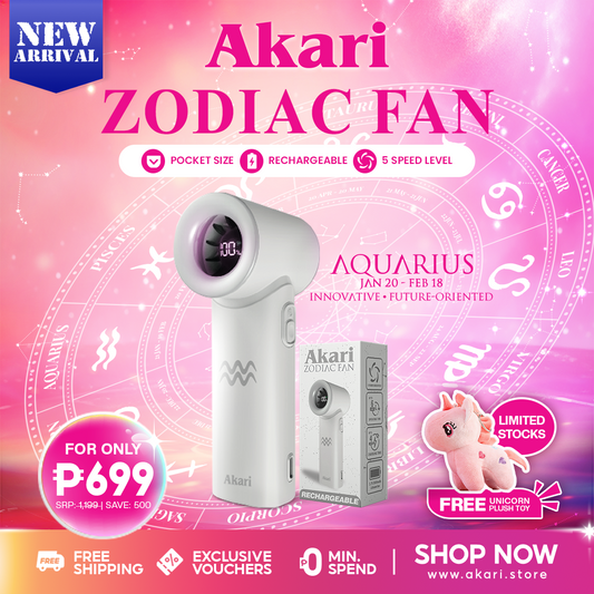 Akari Rechargeable Pocket Rocket Zodiac Fan (NEW ARRIVAL) Aquarius (ARF-PR11)