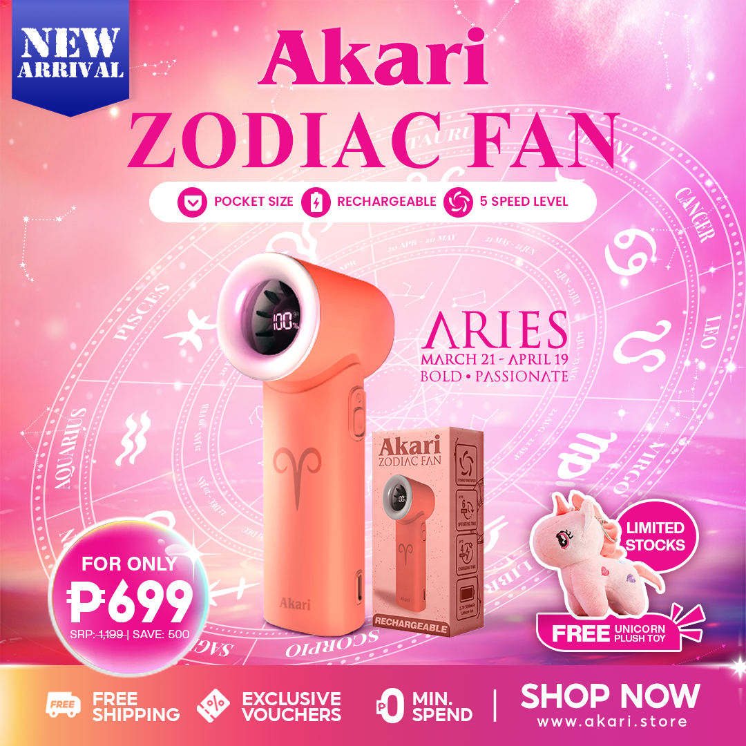 Akari Rechargeable Pocket Rocket Zodiac Fan (NEW ARRIVAL) Aries (ARF-PR1)