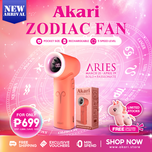 Akari Rechargeable Pocket Rocket Zodiac Fan (NEW ARRIVAL) Aries (ARF-PR1)