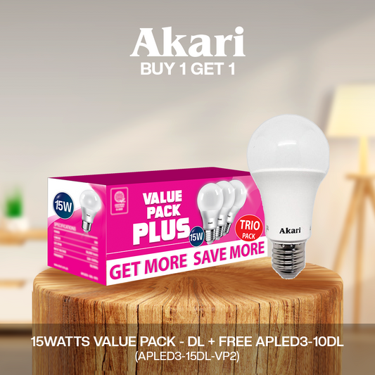 Akari B1G1:  LED Premiere Bulb 15Watts Value Pack - Daylight + FREE APLED3-15DL