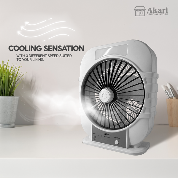 Akari B1T1 : 8” Rechargeable Oscillating Fan W/ LED