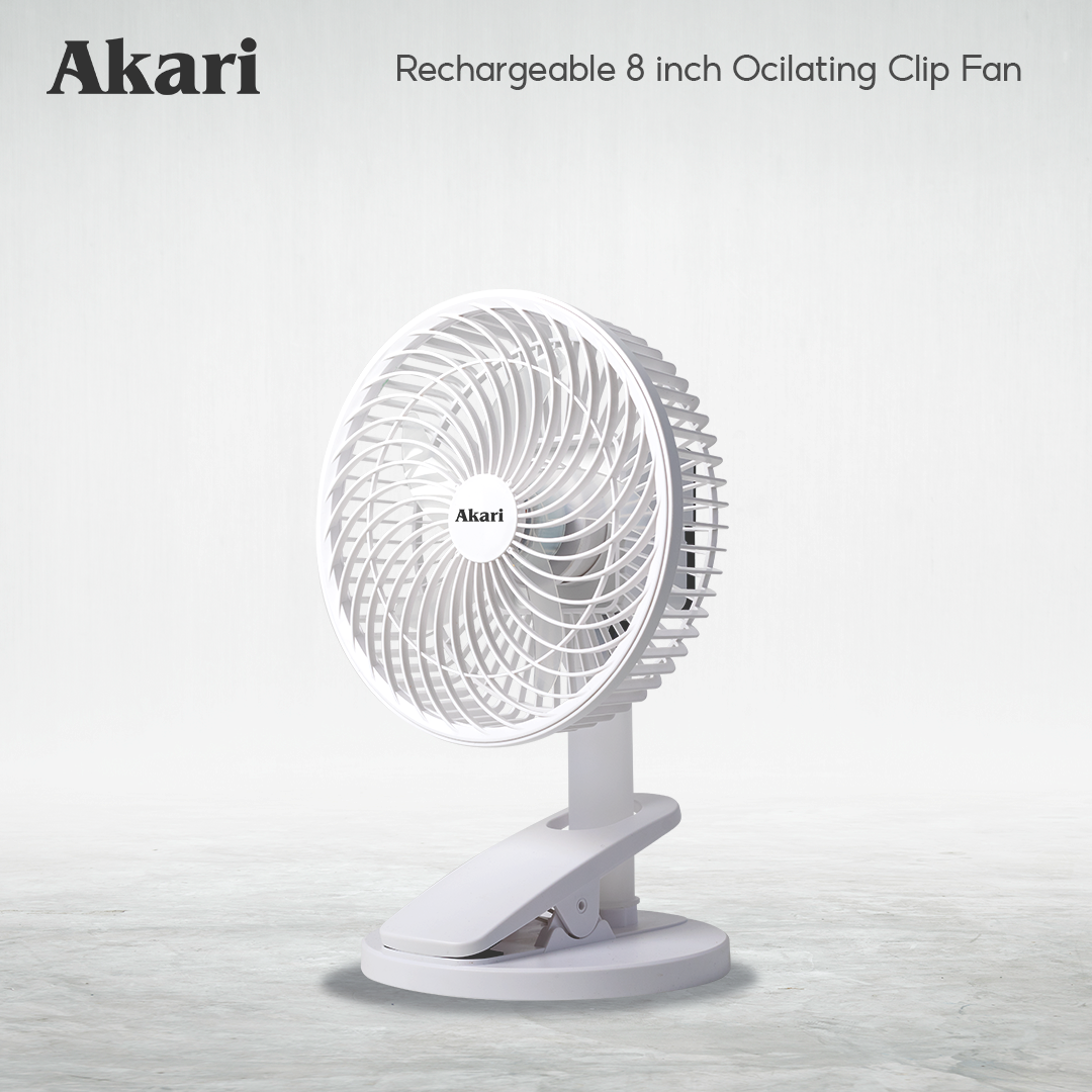 Akari 8" Rechargeable Oscillating Clip Fan ( AJF-66508 )