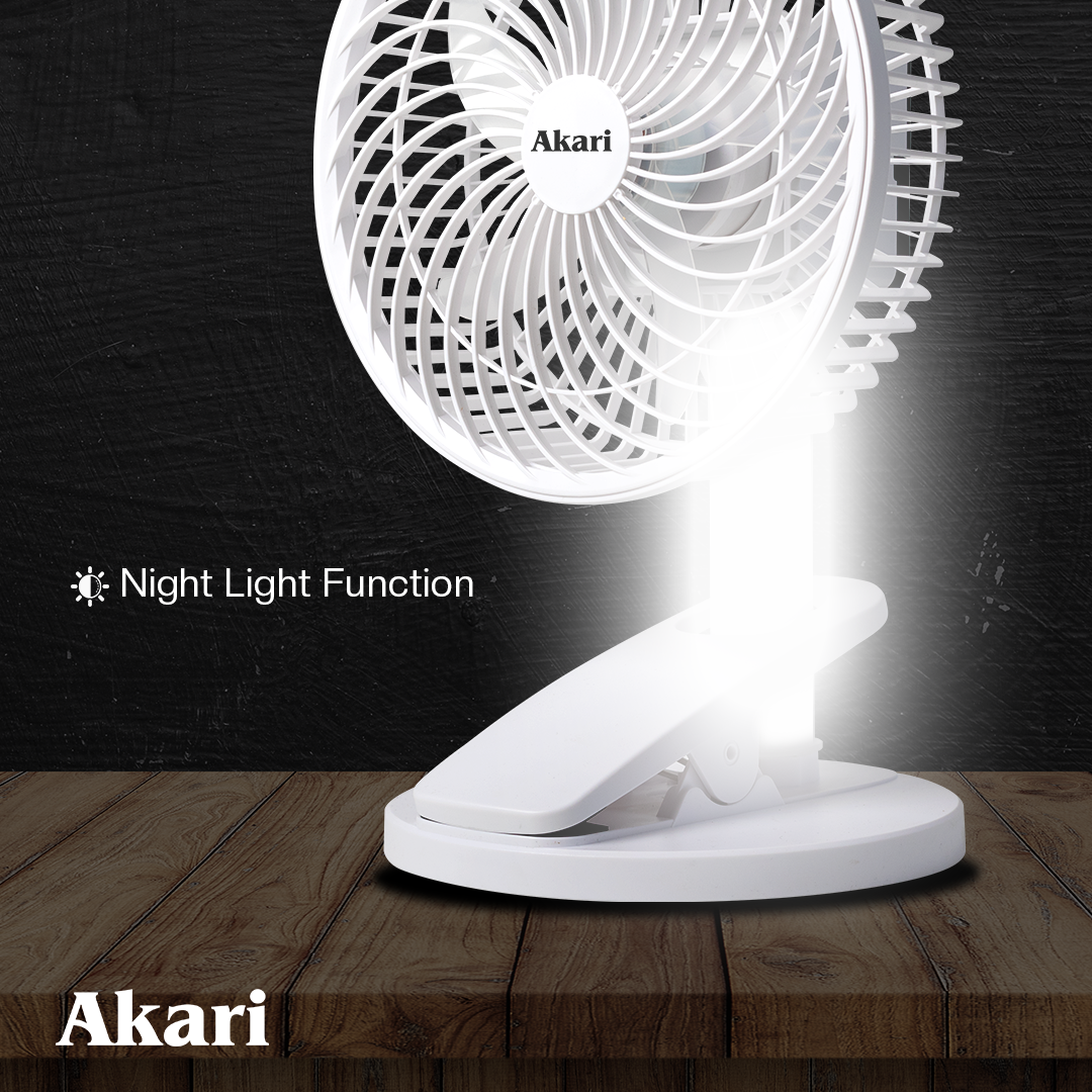 Akari 8" Rechargeable Oscillating Clip Fan ( AJF-66508 )