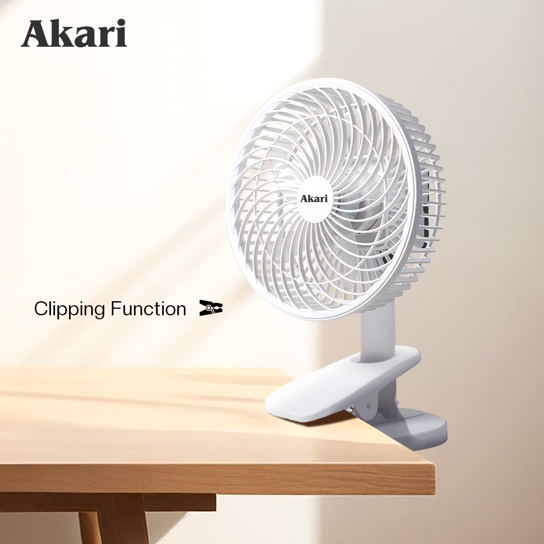 Akari 8" Rechargeable Oscillating Clip Fan ( AJF-66508 )
