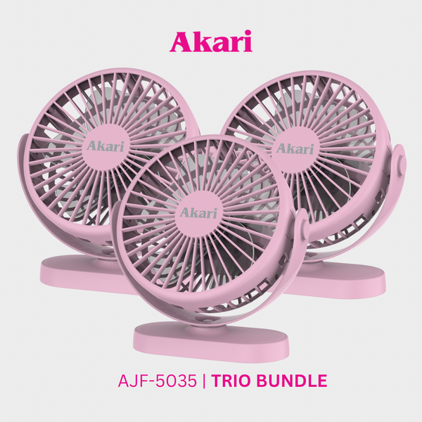 Akari Trio Bundle -  5" Rechargeable Compact Fan (AJF-5035)