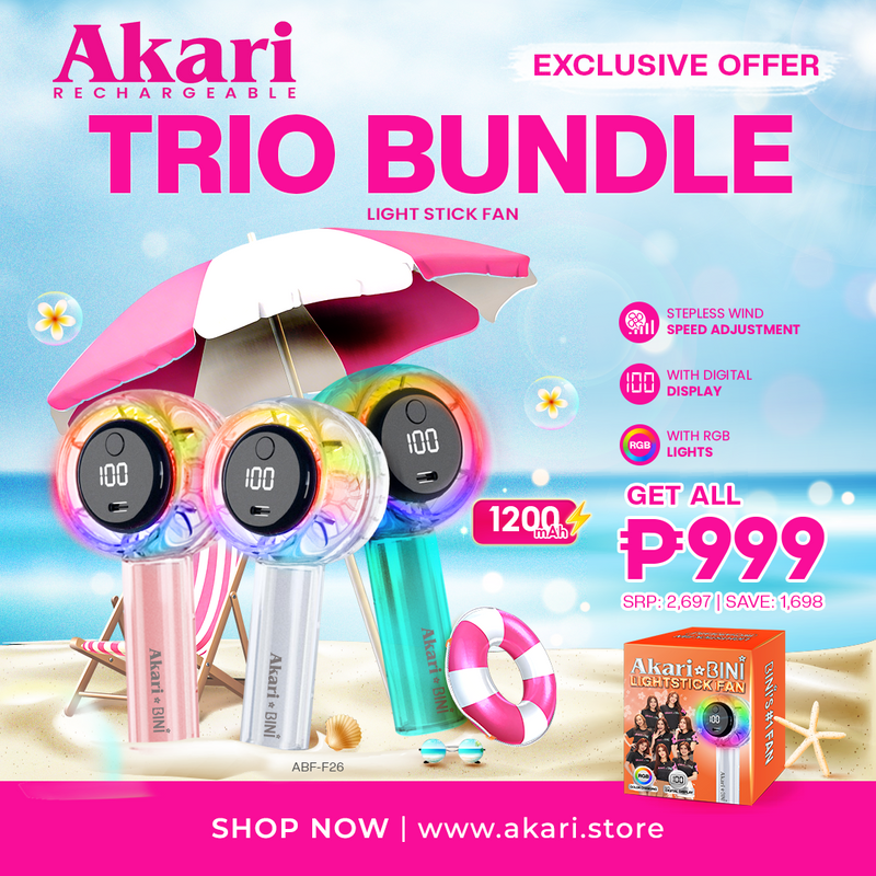 AkarixBini : TRIO Akari Rechargeable Lightstick Fan (ABF-F26) White