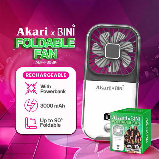 AkarixBini : Akari Rechargeable Foldable Fan (ABF-F30BK) Black with free LED USB Charger (ASK-001W)