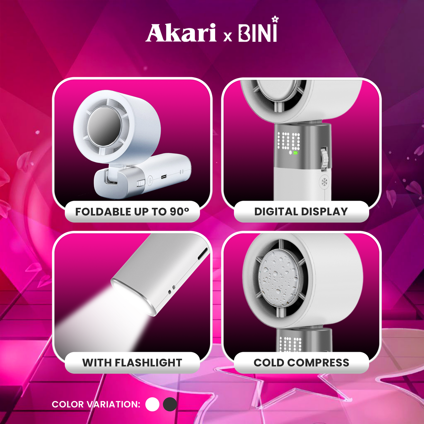 AkarixBini : Akari Rechargeable Bloom Turbo Fan (ABF-2552BK) RARE! + Free Eclipse