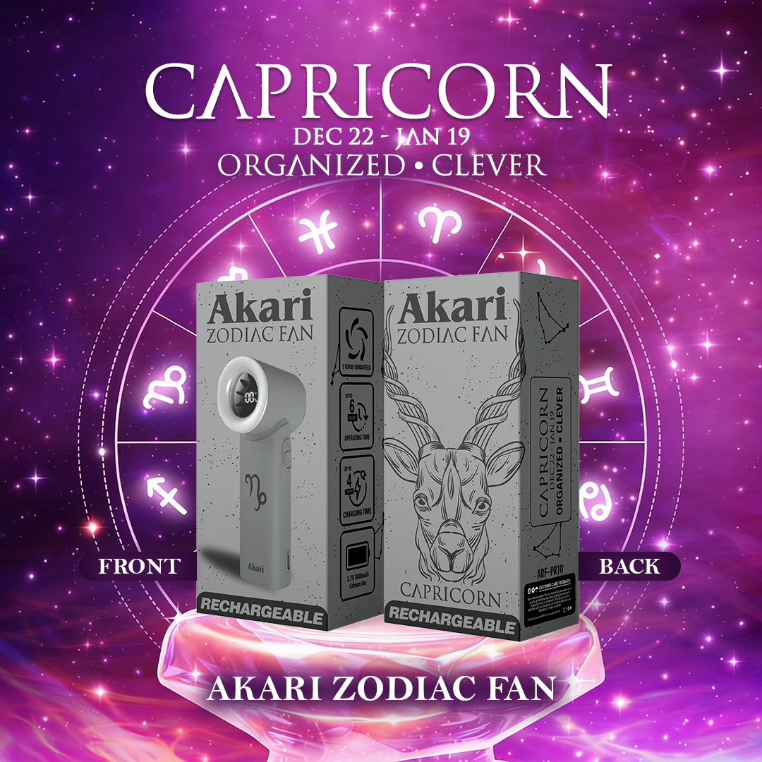 Akari Rechargeable Pocket Rocket Zodiac Fan (NEW ARRIVAL) Capricorn (ARF-PR10)