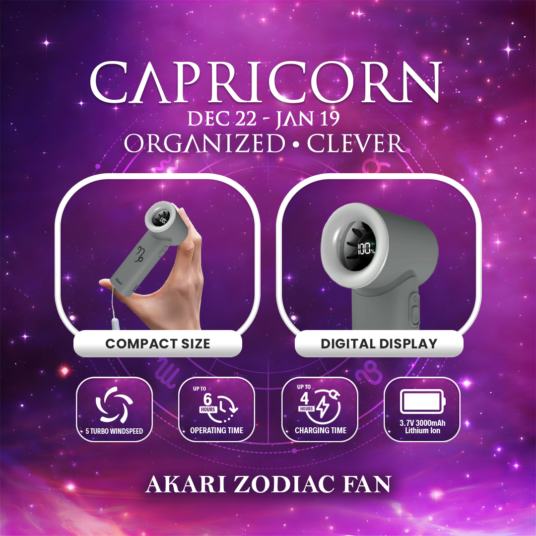 Akari Rechargeable Pocket Rocket Zodiac Fan (NEW ARRIVAL) Capricorn (ARF-PR10)