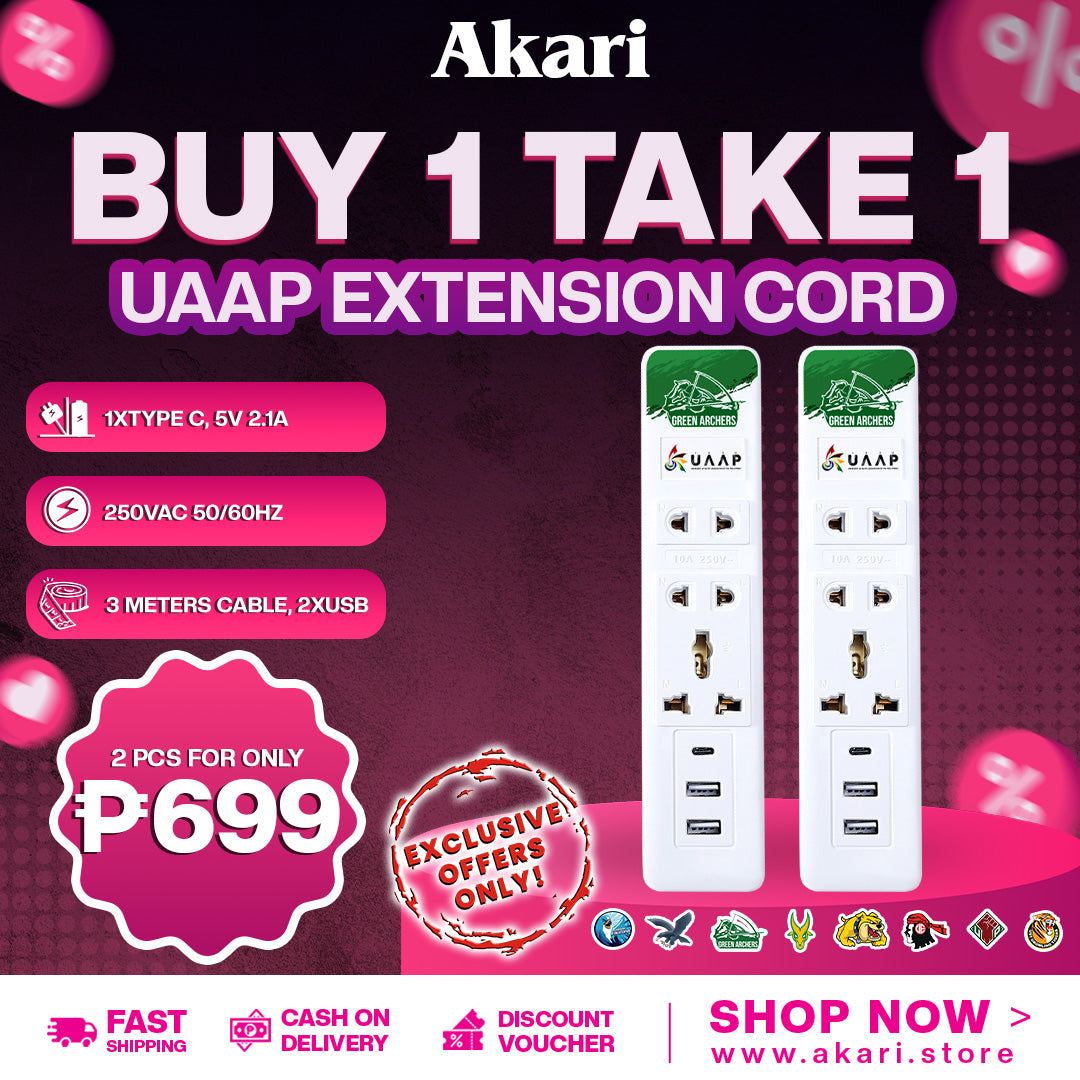 Akari UAAP B1T1 Gang Extension Cord with Surge Protection ( AEC-F803)