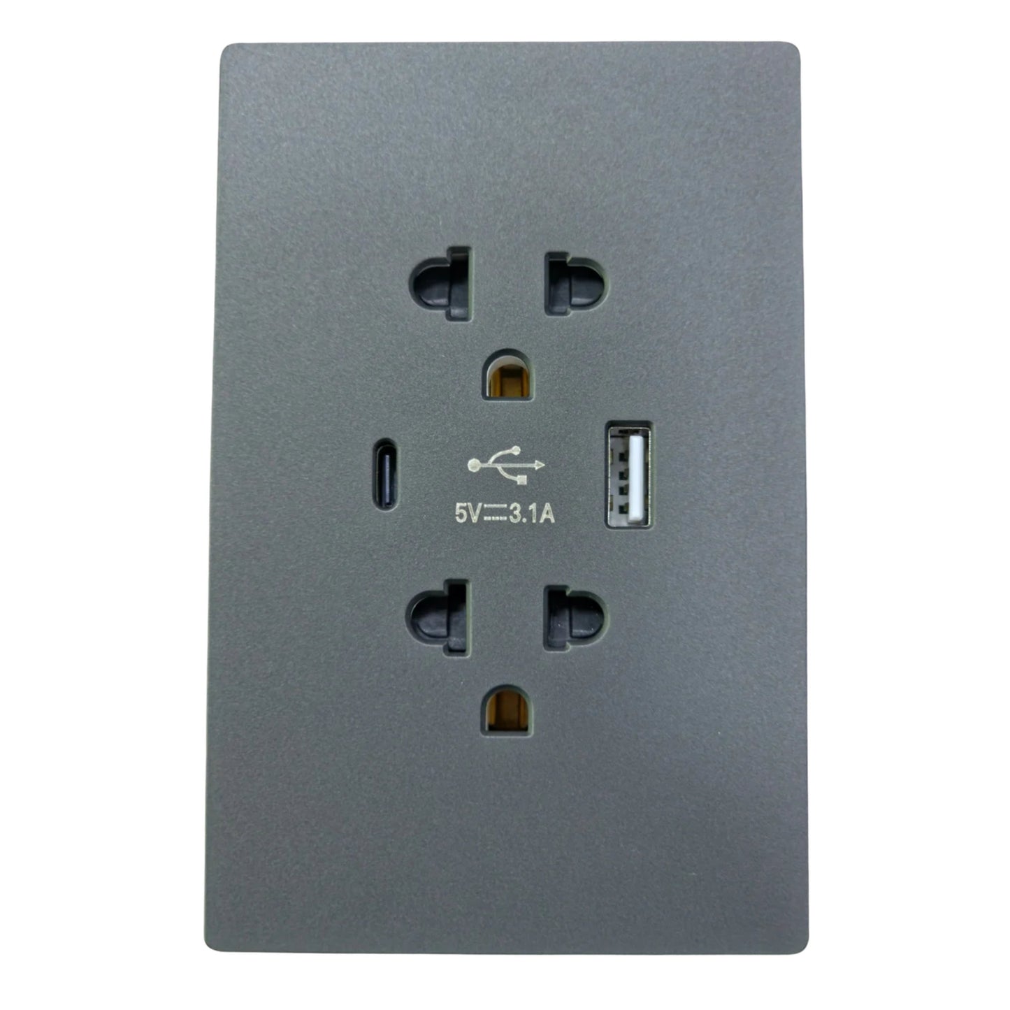 ZEN FRAMELESS SERIES_AKARI Universal Duplex Grounding Outlet with Shutter (AZN-GOU)