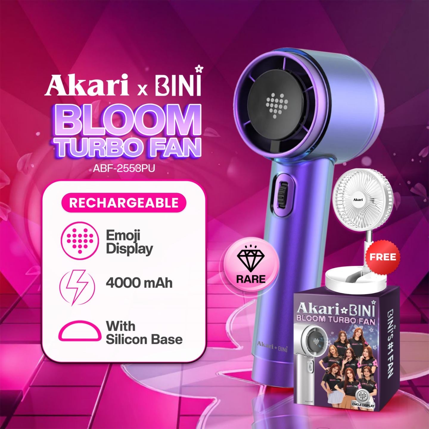 AkariXBini: Akari Rechargeable Bloom Turbo Fan (ABF-2553PU) + Free Portafan