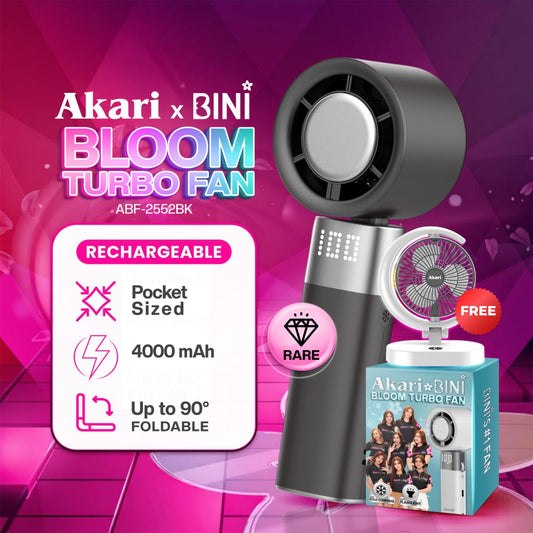 AkarixBini : Akari Rechargeable Bloom Turbo Fan (ABF-2552BK) RARE! + Free Eclipse