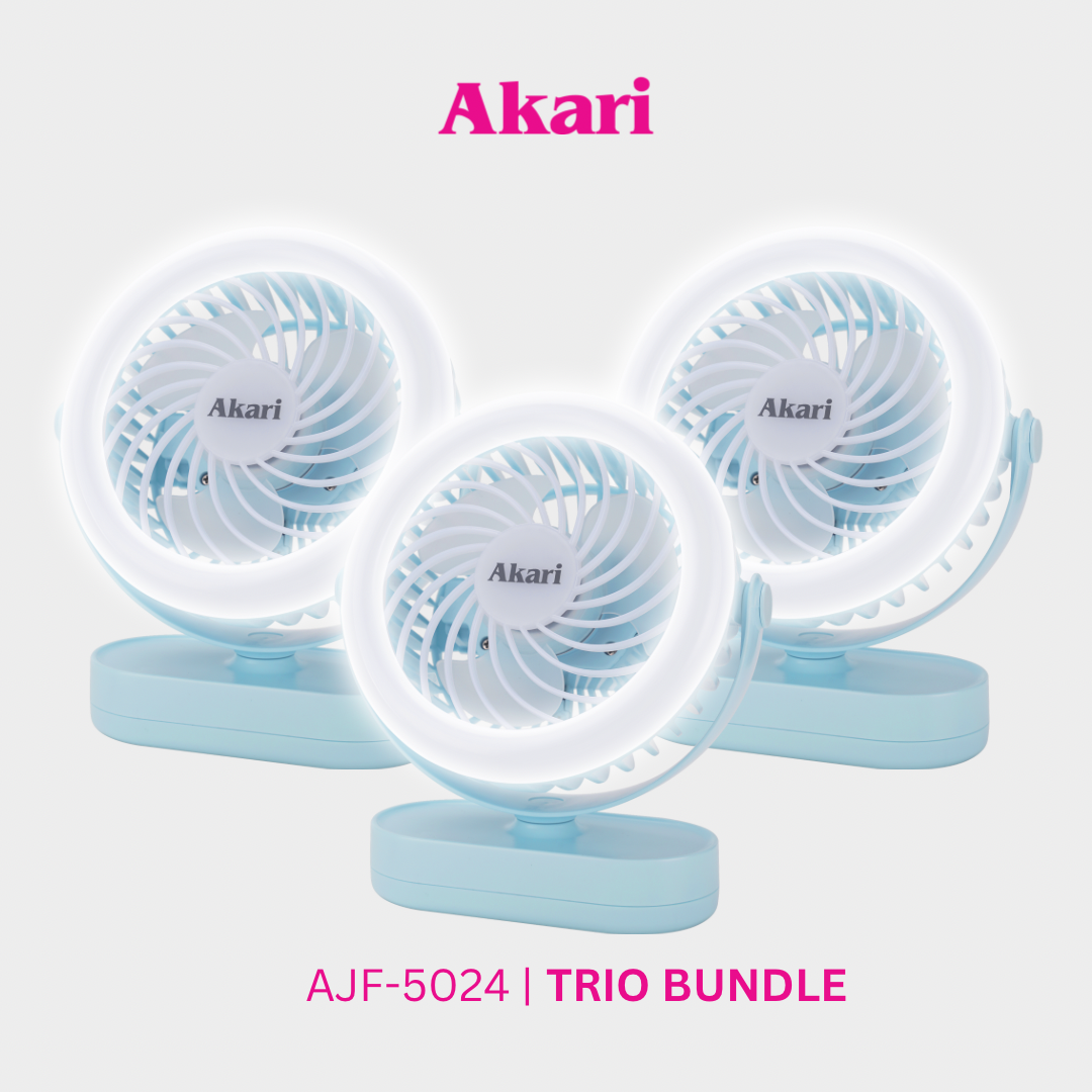 ￼Akari Trio bundle -  5" Rechargeable Fan w/ Ring Light (AJF-5024)