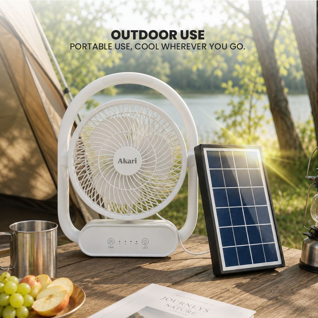 Akari 8" Solar LED Fan (Rechargeable) (ARF-S8318)