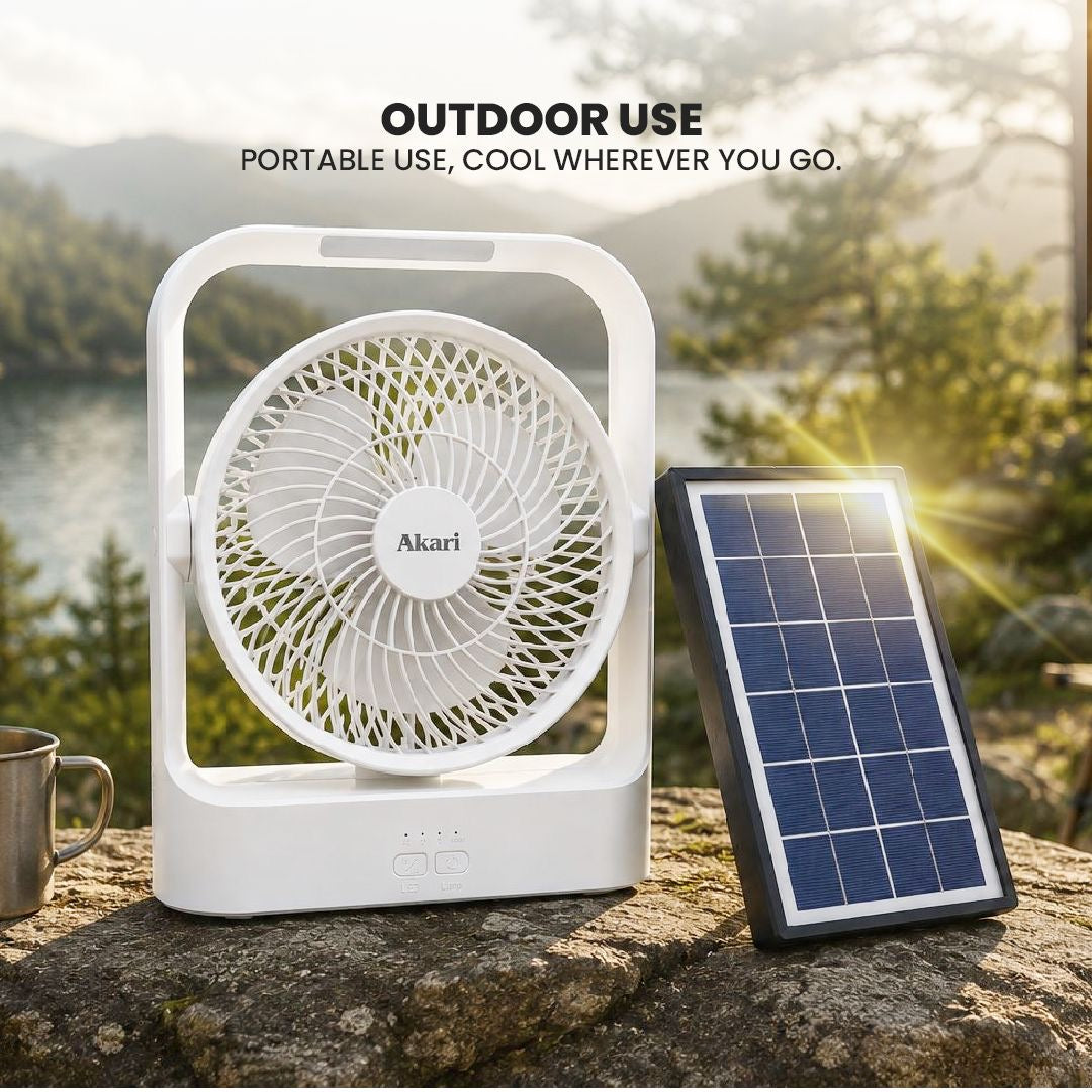 Akari 8" Solar LED Fan (Rechargeable) (ARF-S8308)