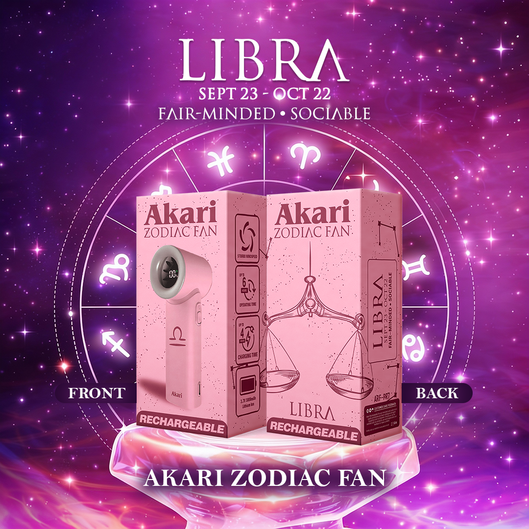 Akari Rechargeable Pocket Rocket Zodiac Fan (NEW ARRIVAL) Libra (ARF-PR7)