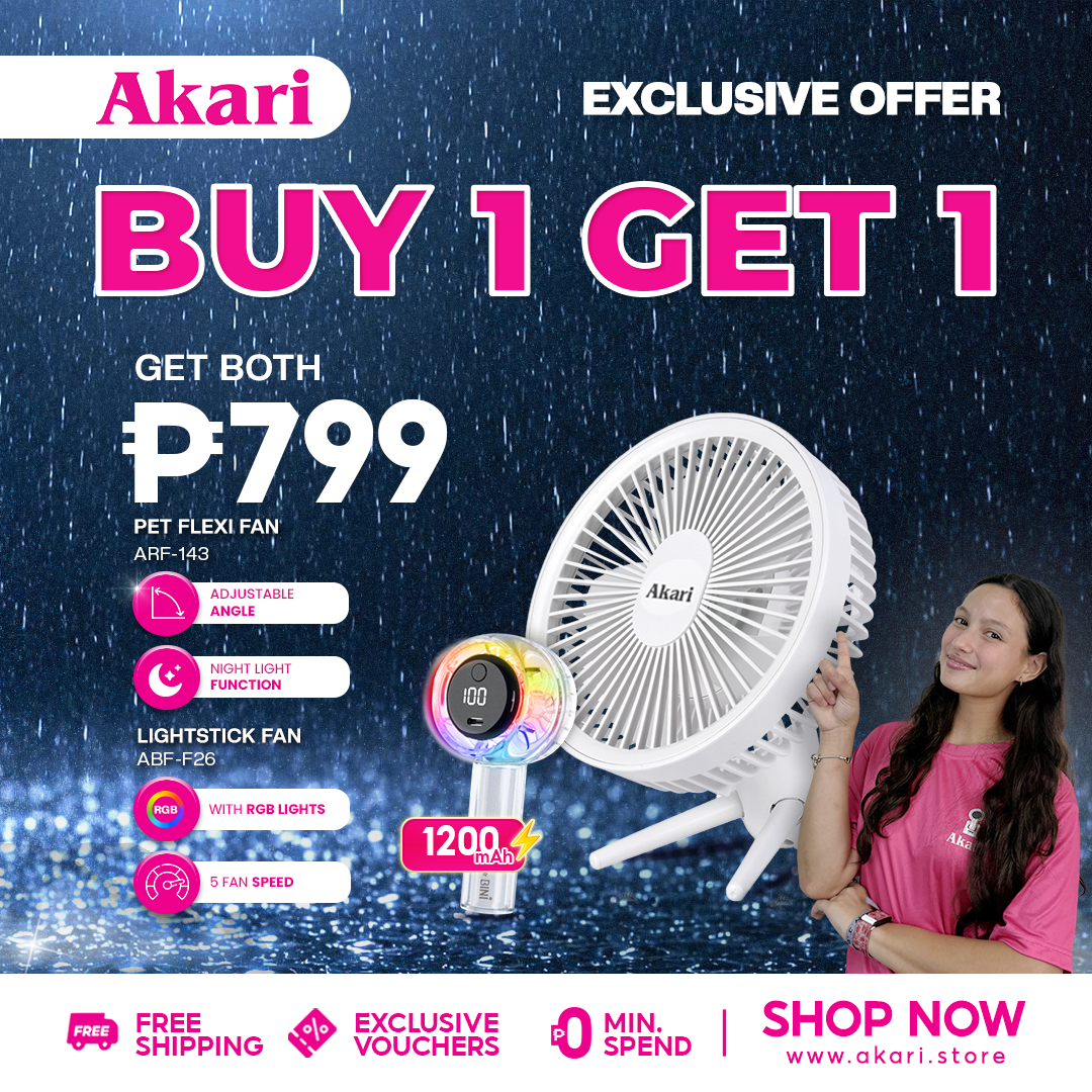 Akari Pet Flexifan with LED night light (ARF-143W) + Akari x BINI Lightstick Fan ABF-F26