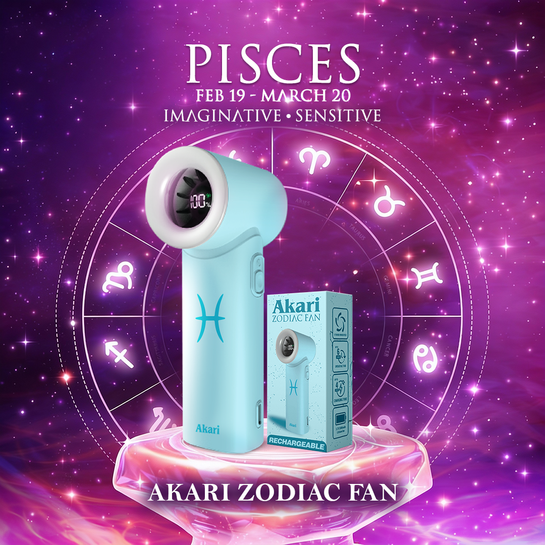 Akari Rechargeable Pocket Rocket Zodiac Fan (NEW ARRIVAL) Pisces (ARF-PR12)
