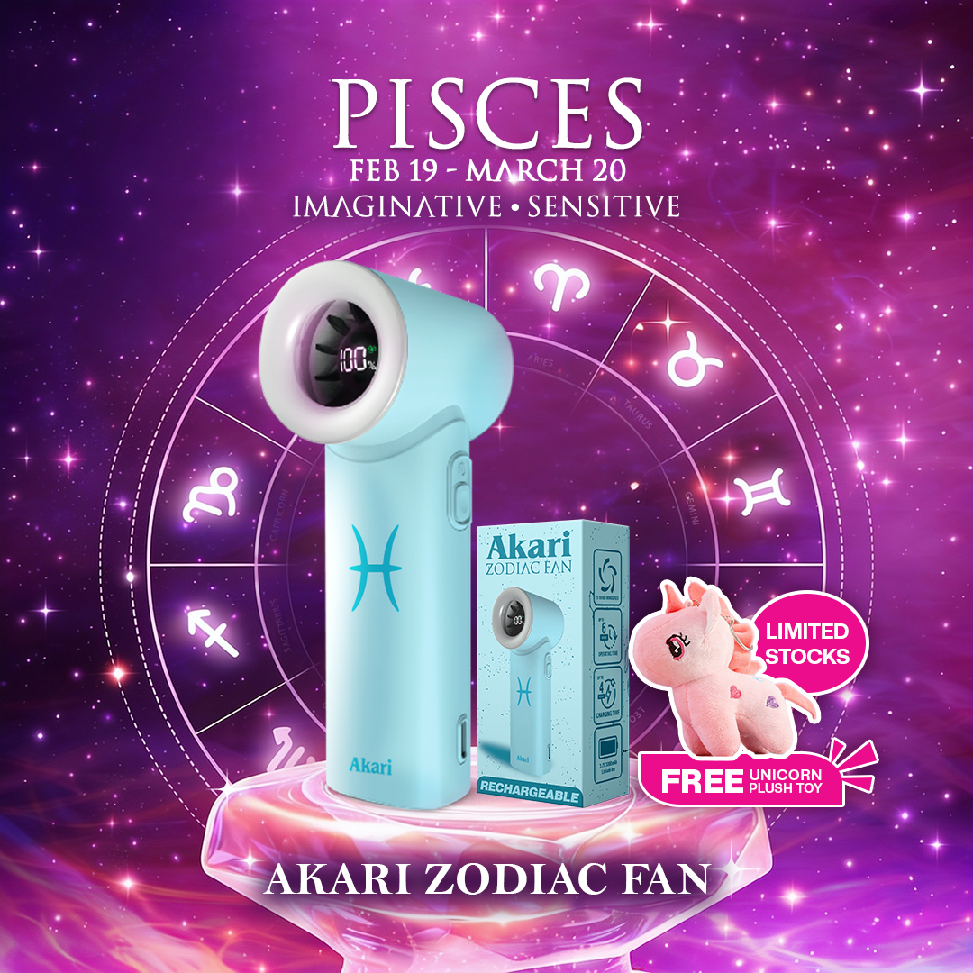 Akari Rechargeable Pocket Rocket Zodiac Fan (NEW ARRIVAL) Pisces (ARF-PR12)