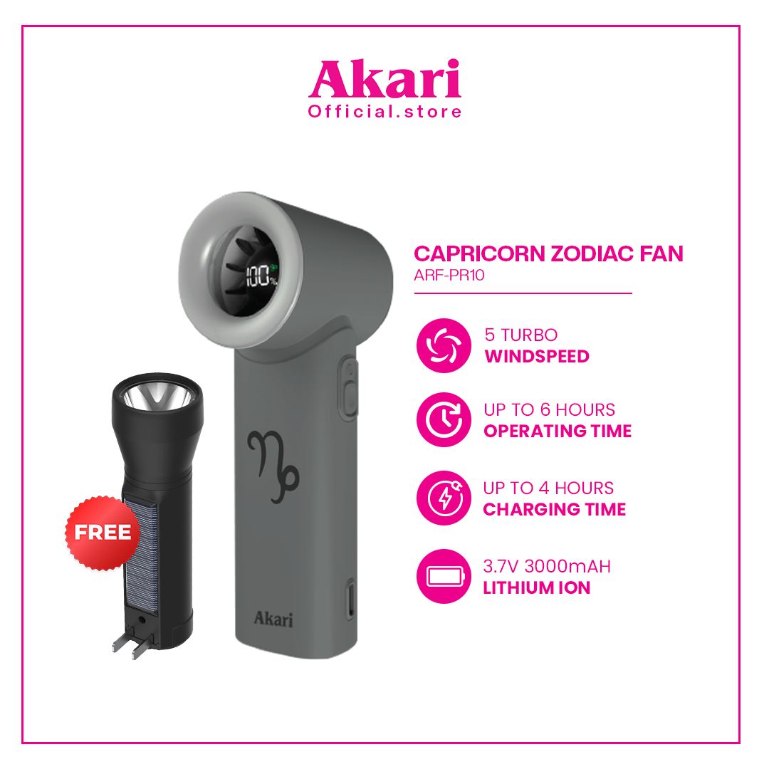 Akari Rechargeable Pocket Rocket Zodiac Fan ARF-PR Series + Free Flashlight (Arfl-8901)